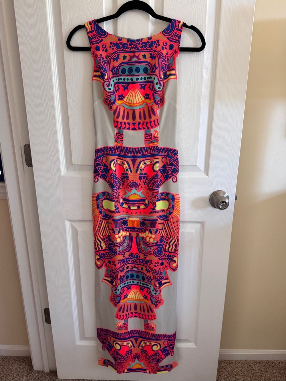 Mara Hoffman Neon Tribal Print Maxi Dress - White, Neon Pink & Orange